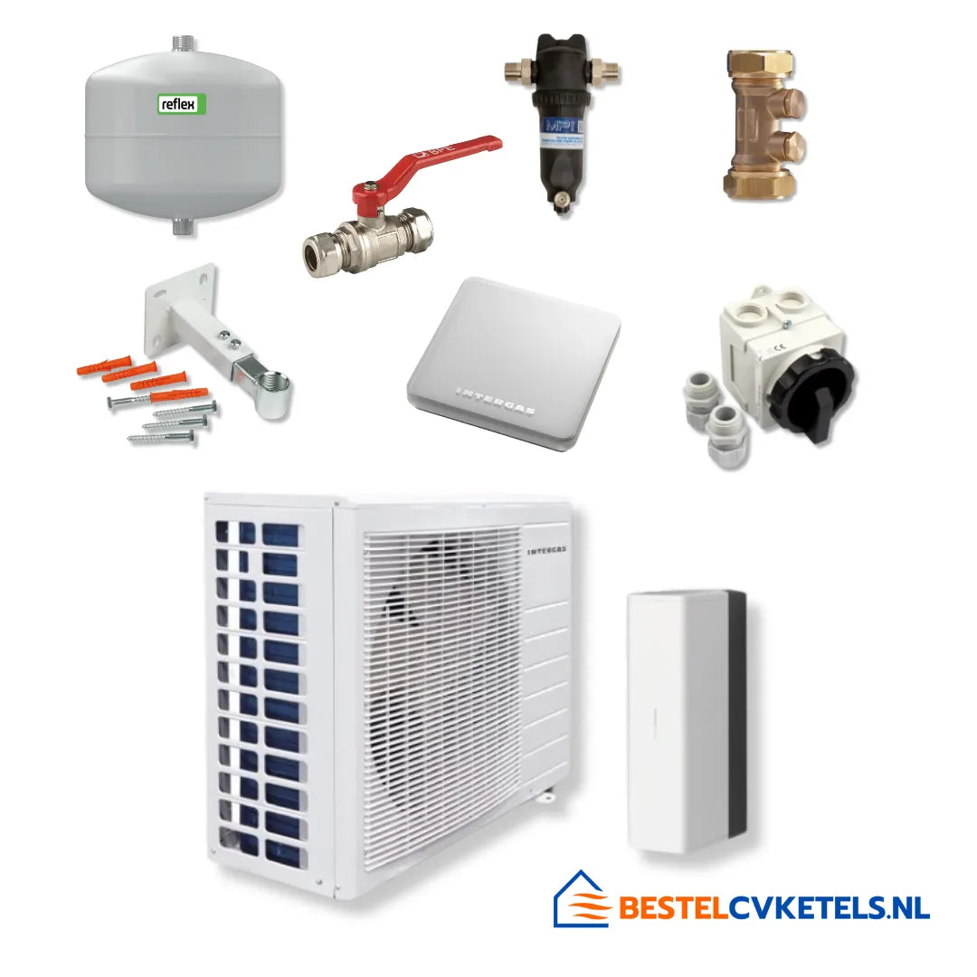 Intergas Xtend hybride warmtepomp complete set (binnen- en buitenunit) voor efficiënte en duurzame verwarming in woningen